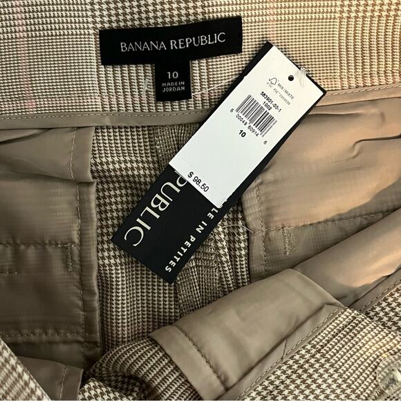 Banana Republic Tan Plaid Tapered Cuffed Trousers 10 NWT - Picture 3 of 11